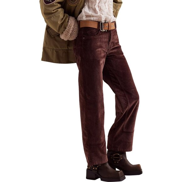 We The Free Risk Taker Corduroy Pants Brown  Straight Leg Women’s Size 27 - Picture 7 of 16